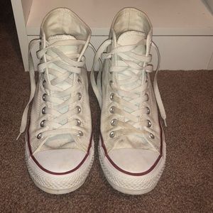 Like-new white high top converse